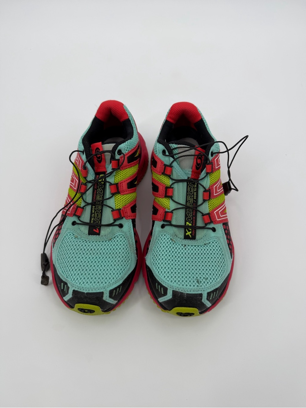 Salomon XR Mission Trail Running Shoes Mint Coral Lime Women’s 9
